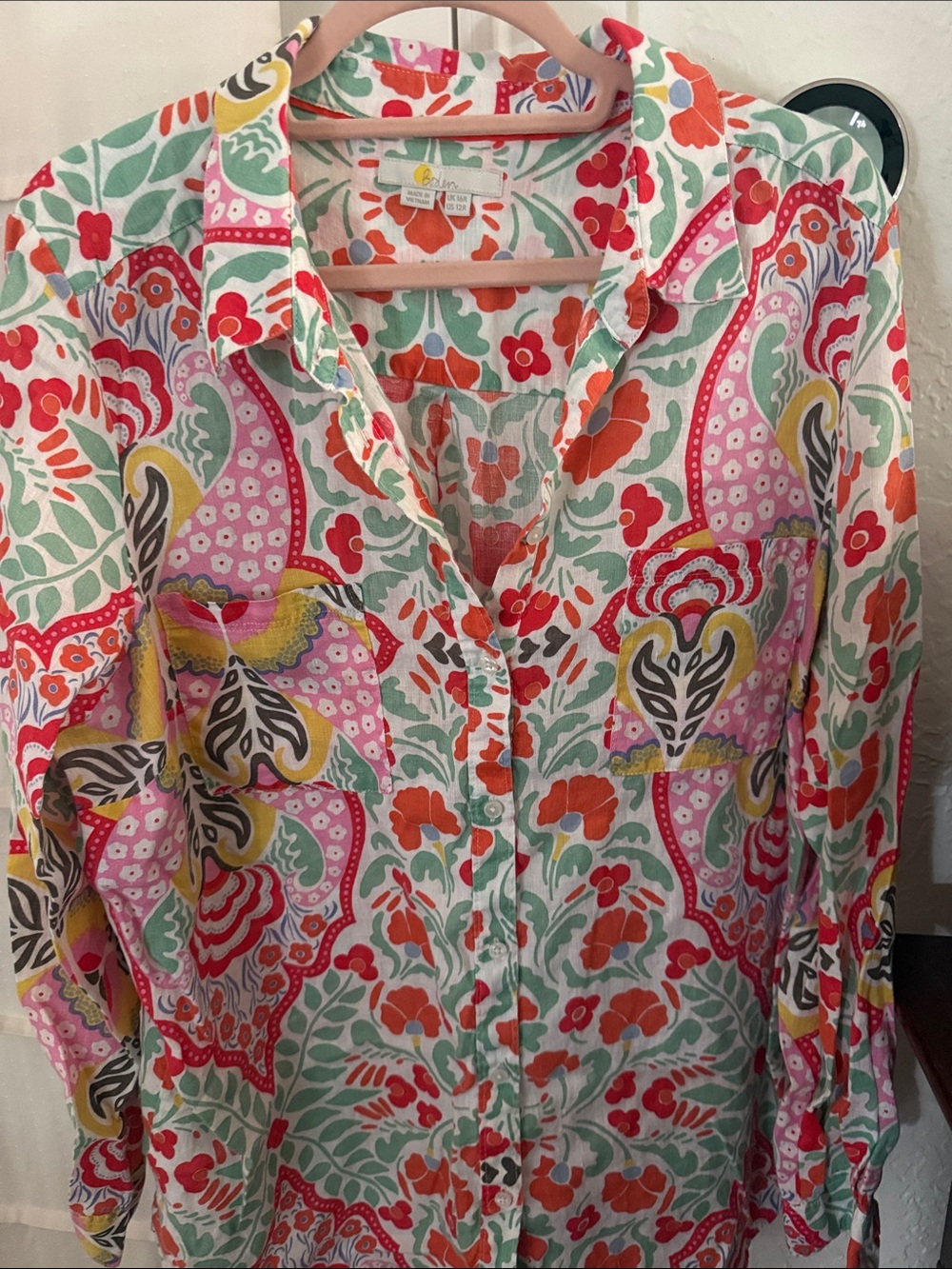 Boden Multi-Color Floral Paisley Button-Down Shirt